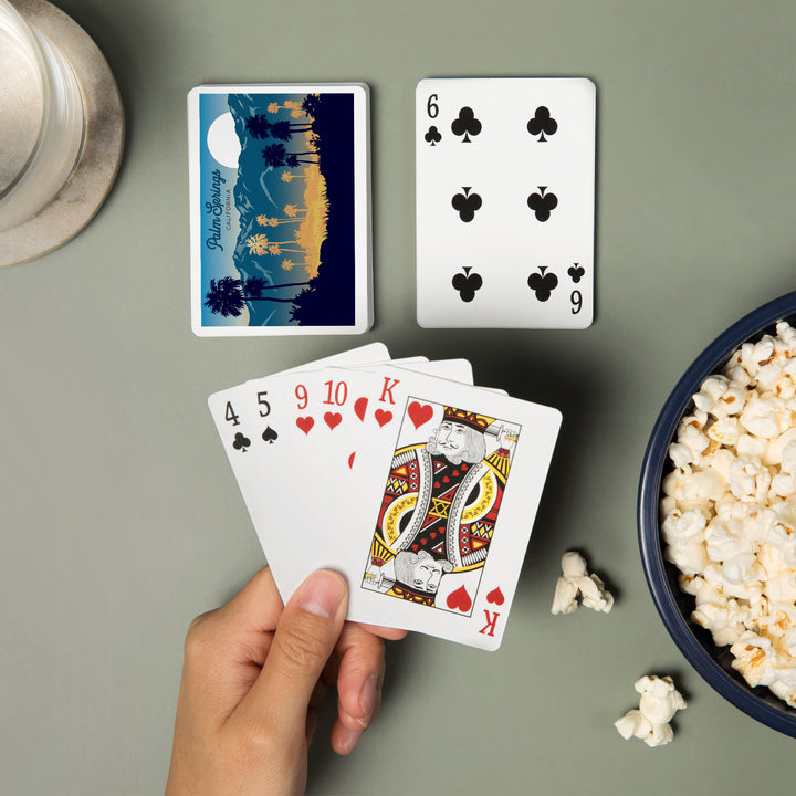 Playing Cards, Palm Springs, California, Go Explore, Hiker and Desert, Sunset, 52 Card Deck with Jokers in Box, Unique Art