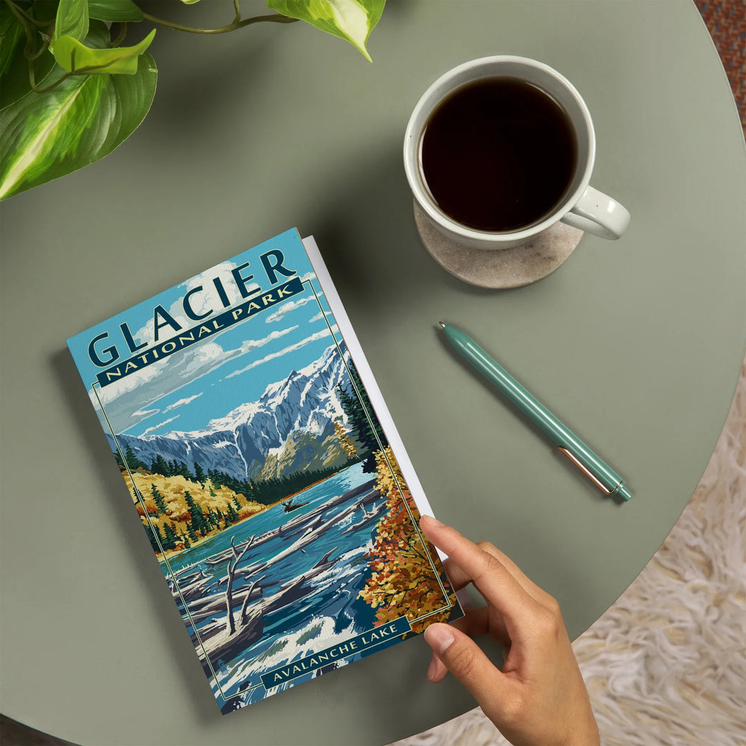 Lined 6x9 Journal, Glacier National Park, Montana, Avalanche Lake, Lay Flat, 193 Pages, FSC paper
