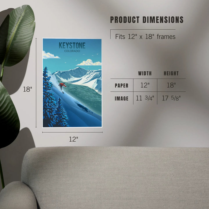 Keystone, Colorado, Lithograph, Downhill Skier, Art & Giclee Prints