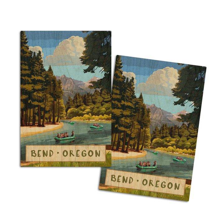 Bend, Oregon, River Rafting, Lantern Press Artwork, Wood Signs and Postcards