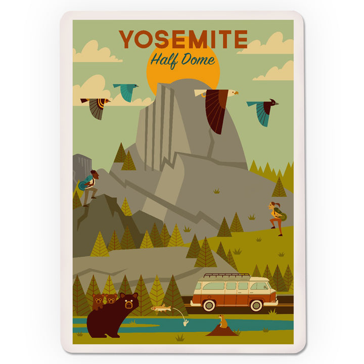 Playing Cards, Yosemite National Park, California, Half Dome, Geometric National Park Series, 52 Card Deck with Jokers in Box, Unique Art