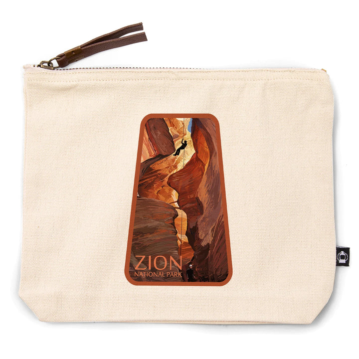Zion National Park, Utah, Canyoneering Scene, Organic Cotton Zipper Pouch, Go Bag