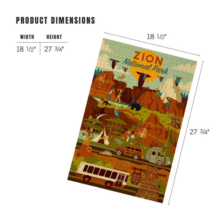 Zion National Park, Geometric National Park Series, Jigsaw Puzzle