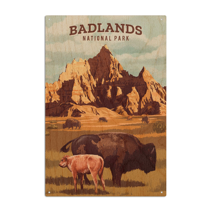 Badlands National Park, South Dakota, Painterly National Park Series, Wood Signs and Postcards