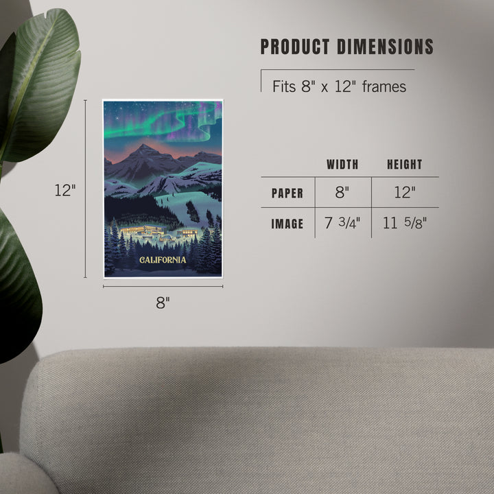 California, Village under Northern Lights, Art & Giclee Prints
