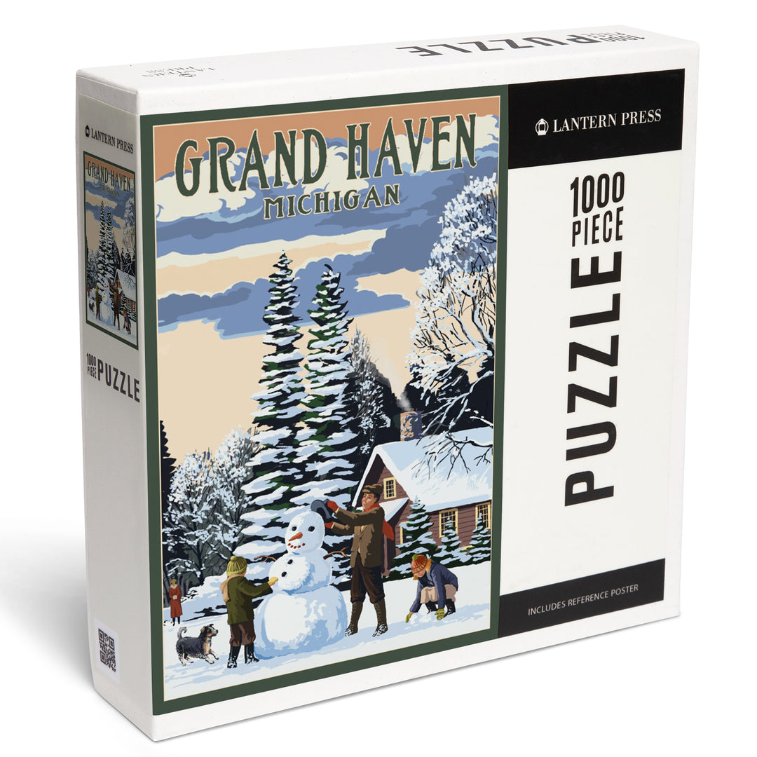 Grand Haven, Michigan, Snowman Scene, Jigsaw Puzzle