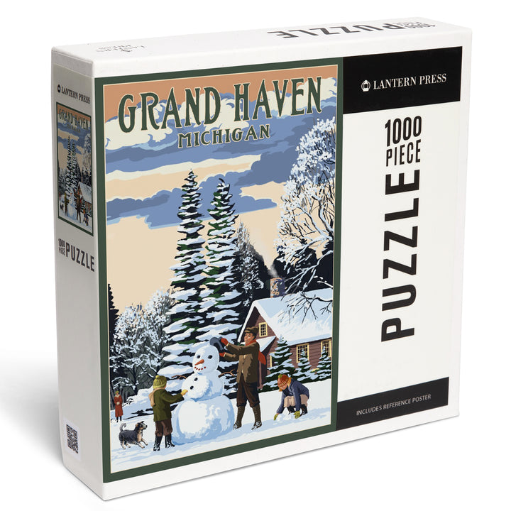 Grand Haven, Michigan, Snowman Scene, Jigsaw Puzzle