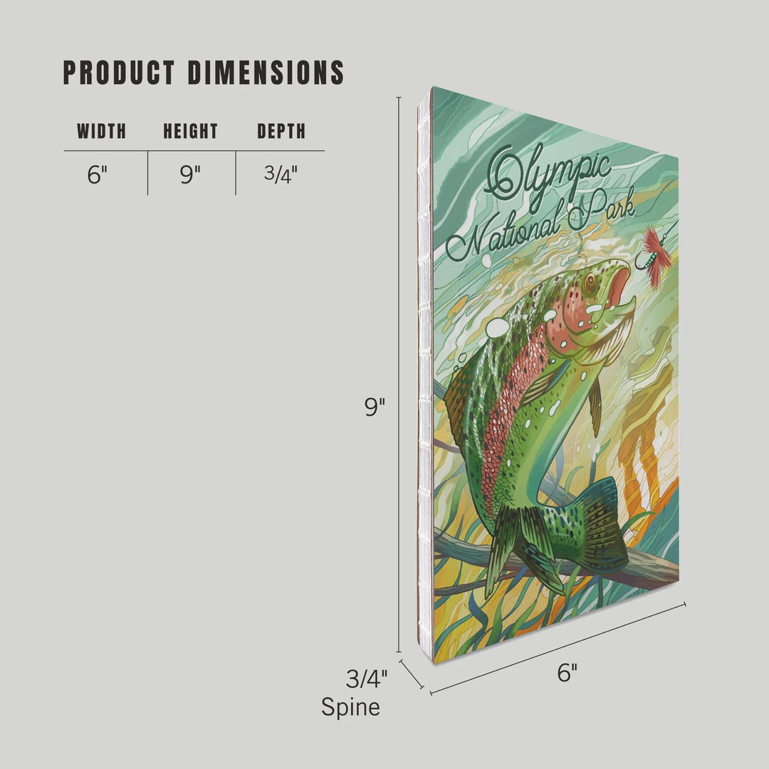 Lined 6x9 Journal, Olympic National Park, Washington, Get Outside Series, Underwater Trout with Dry Fly, Lay Flat, 193 Pages, FSC paper