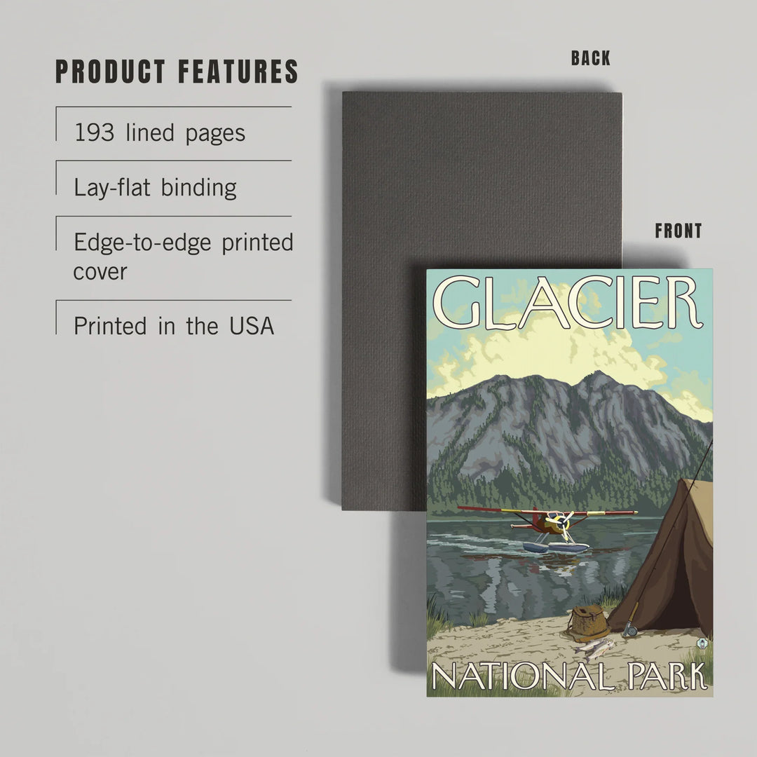 Lined 6x9 Journal, Glacier National Park, Montana, Bush Plane and Fishing, Lay Flat, 193 Pages, FSC paper