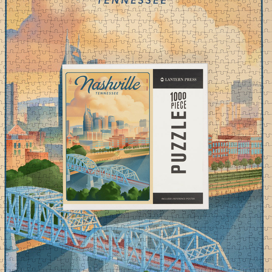 Nashville, Tennessee, Lithograph City Series, Jigsaw Puzzle