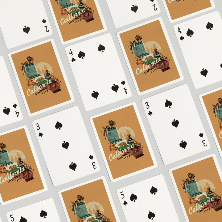 Playing Cards, Livermore, California, State Photomontage, State Series, 52 Card Deck with Jokers in Box, Unique Art