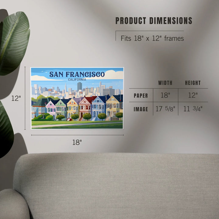 San Francisco, California, Painterly, Painted Houses, Art & Giclee Prints