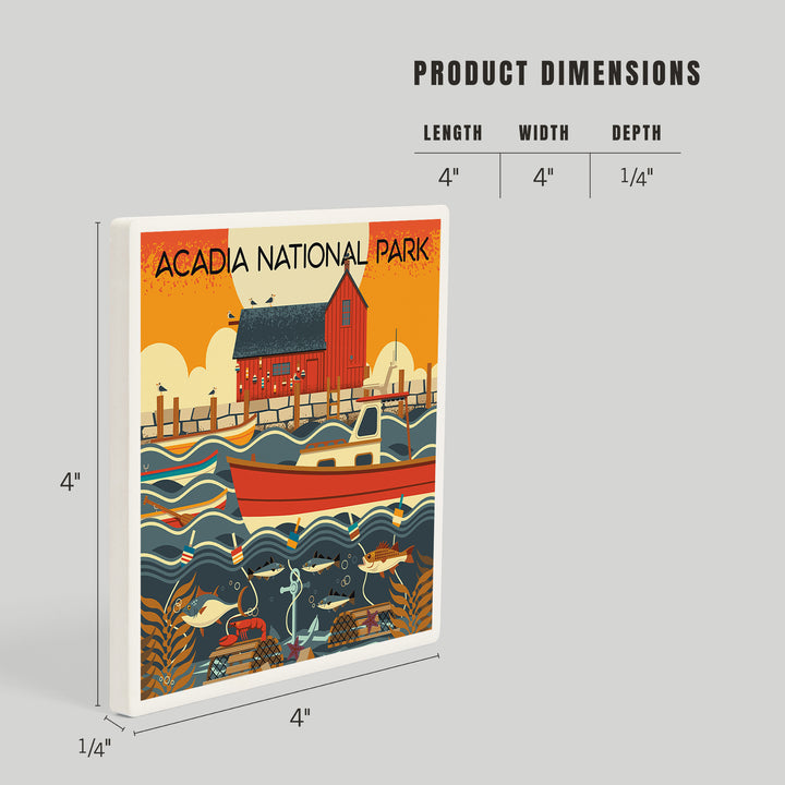 Acadia National Park, Maine, Nautical Geometric, Coasters
