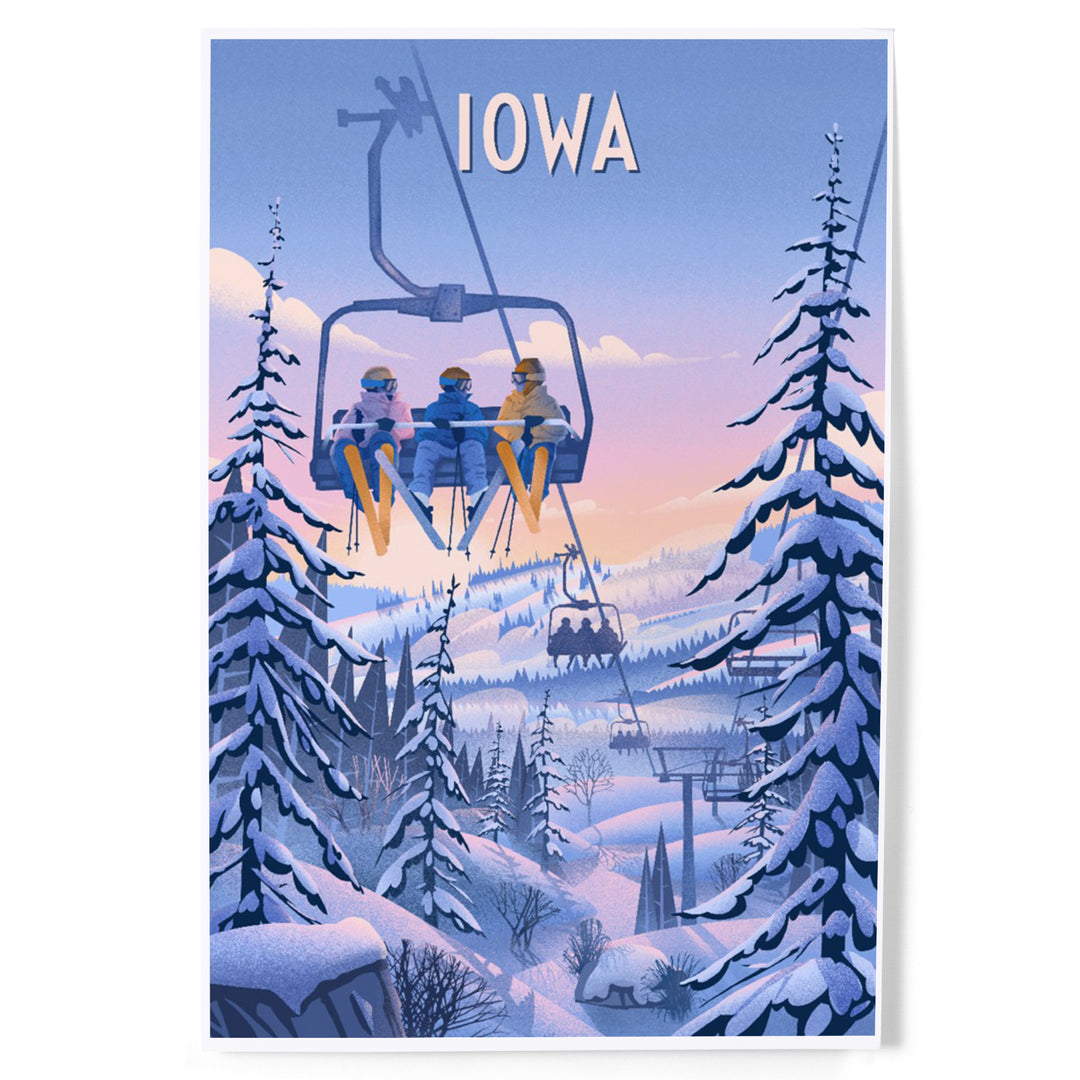 Iowa, Chill on the Uphill, Ski Lift, Art & Giclee Prints - Lantern Press