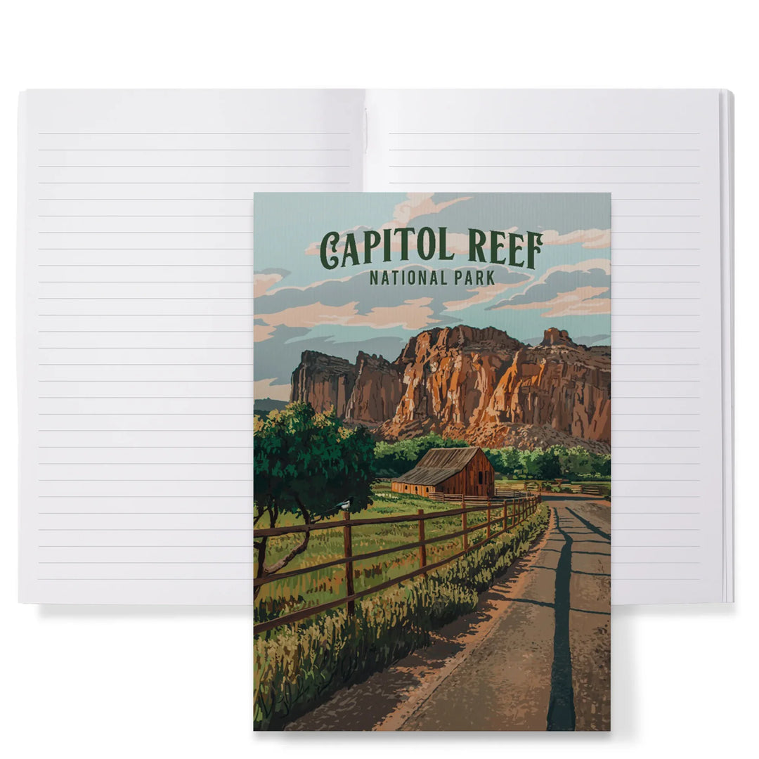 Lined 6x9 Journal, Capitol Reef National Park, Utah, Painterly National Park Series, Lay Flat, 193 Pages, FSC paper