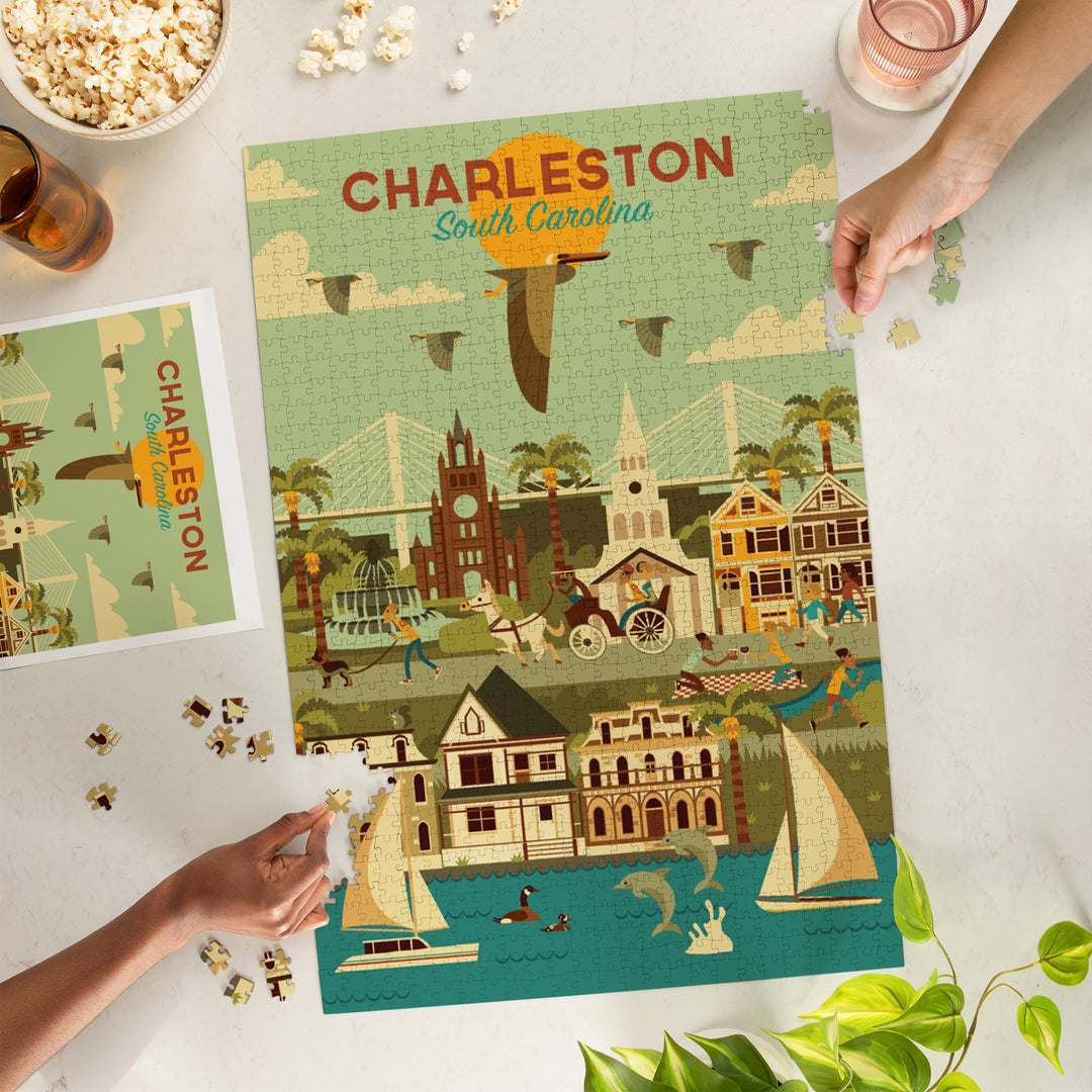 Charleston, South Carolina, Geometric City Series, 1000 Piece Jigsaw Puzzle