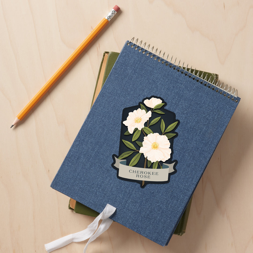 Vintage Flora Noir, Cherokee Rose, Vinyl Sticker