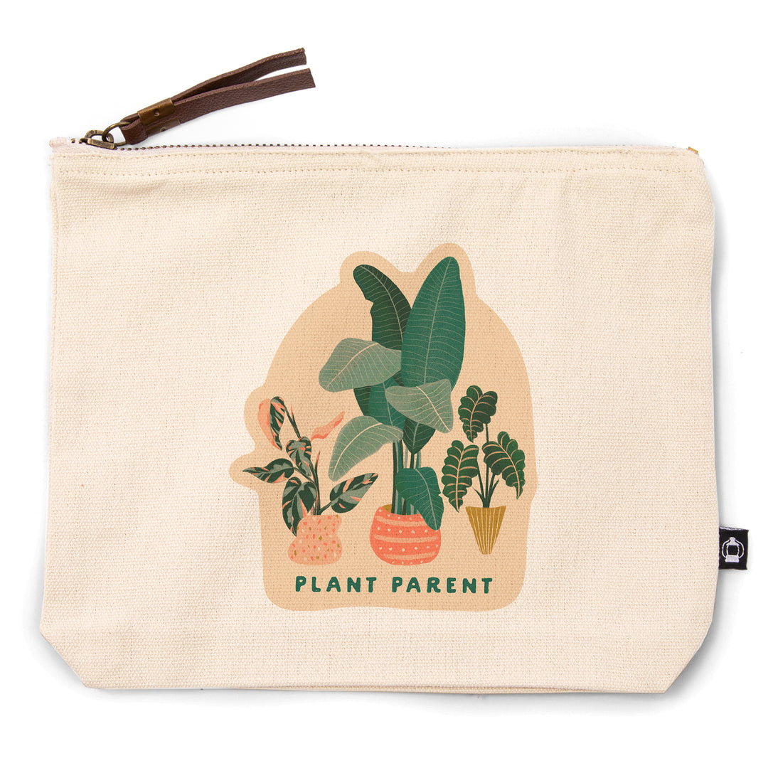 Nature's Beauty Series, Plant Parent Potted Houseplants,, Organic Cotton Zipper Pouch, Go Bag