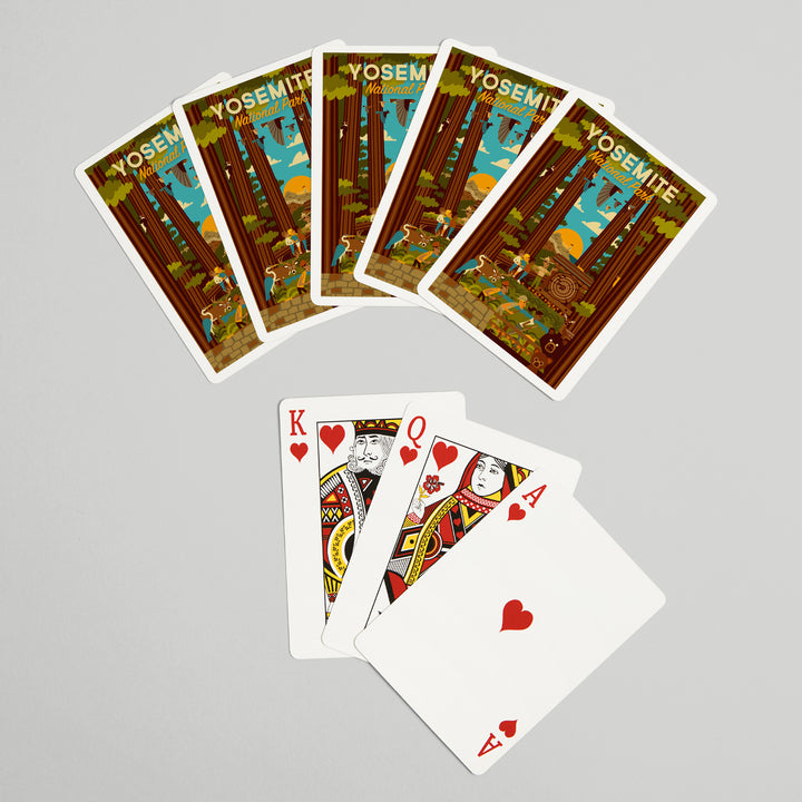 Playing Cards, Yosemite National Park, California, Forest, Geometric, 52 Card Deck with Jokers in Box, Unique Art