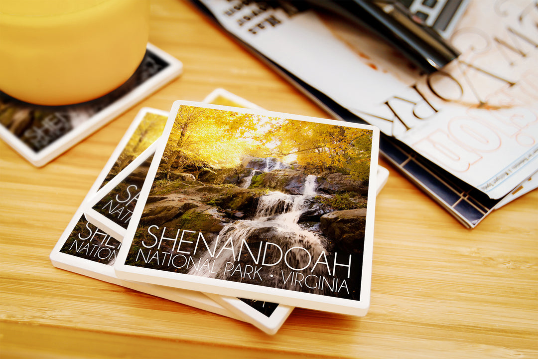 Shenandoah National Park, Virginia, Waterfall in Autumn, Coaster Set