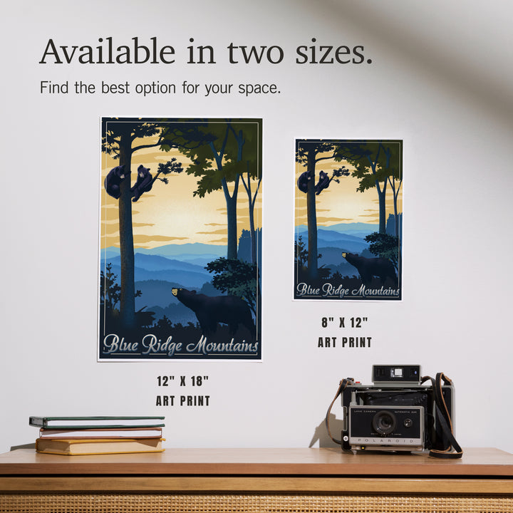 Blue Ridge Mountains, Black Bear at Sunset, Lithograph, Art & Giclee Prints