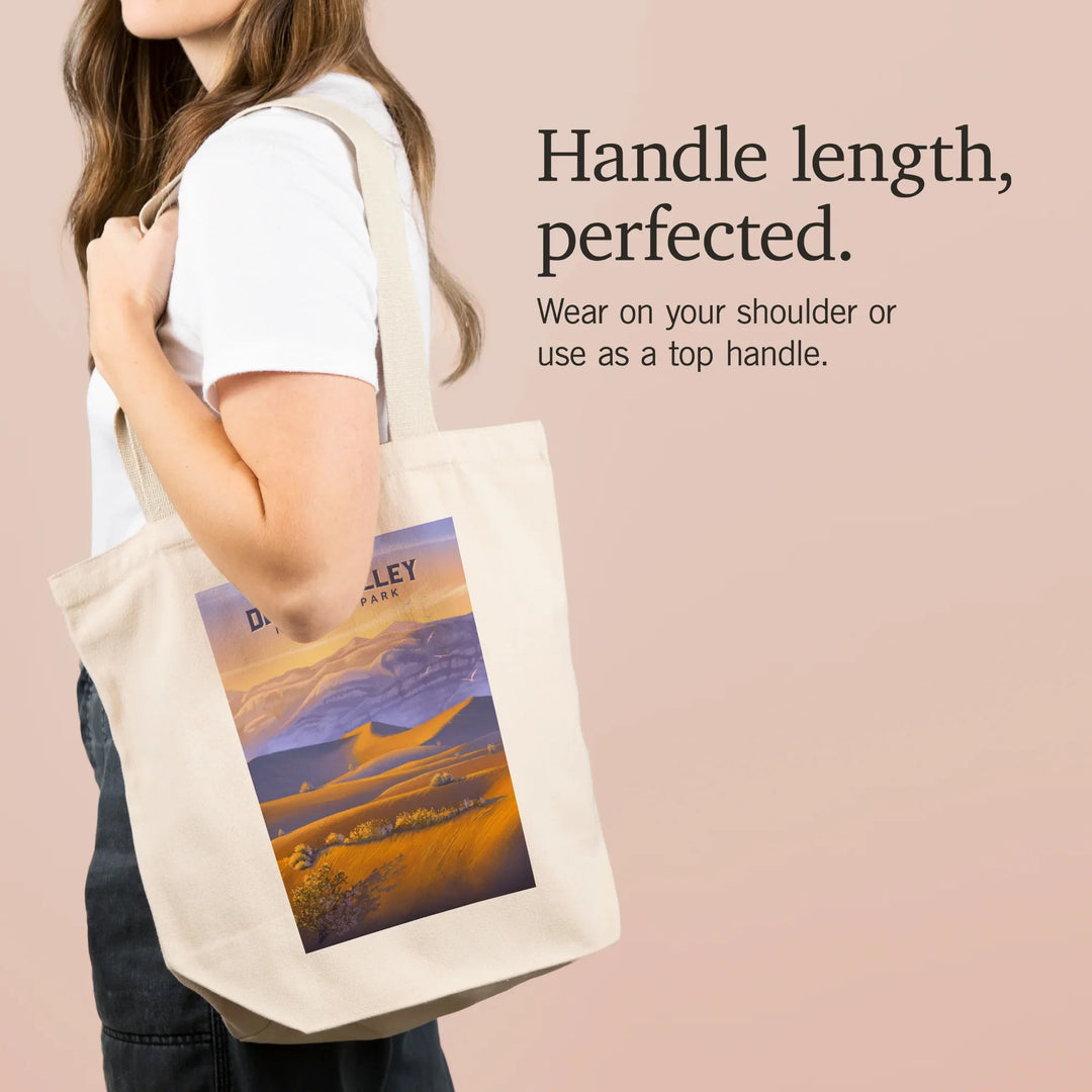 Death Valley National Park, California, Sand Dune Sunset, Oil Painting, Tote Bag