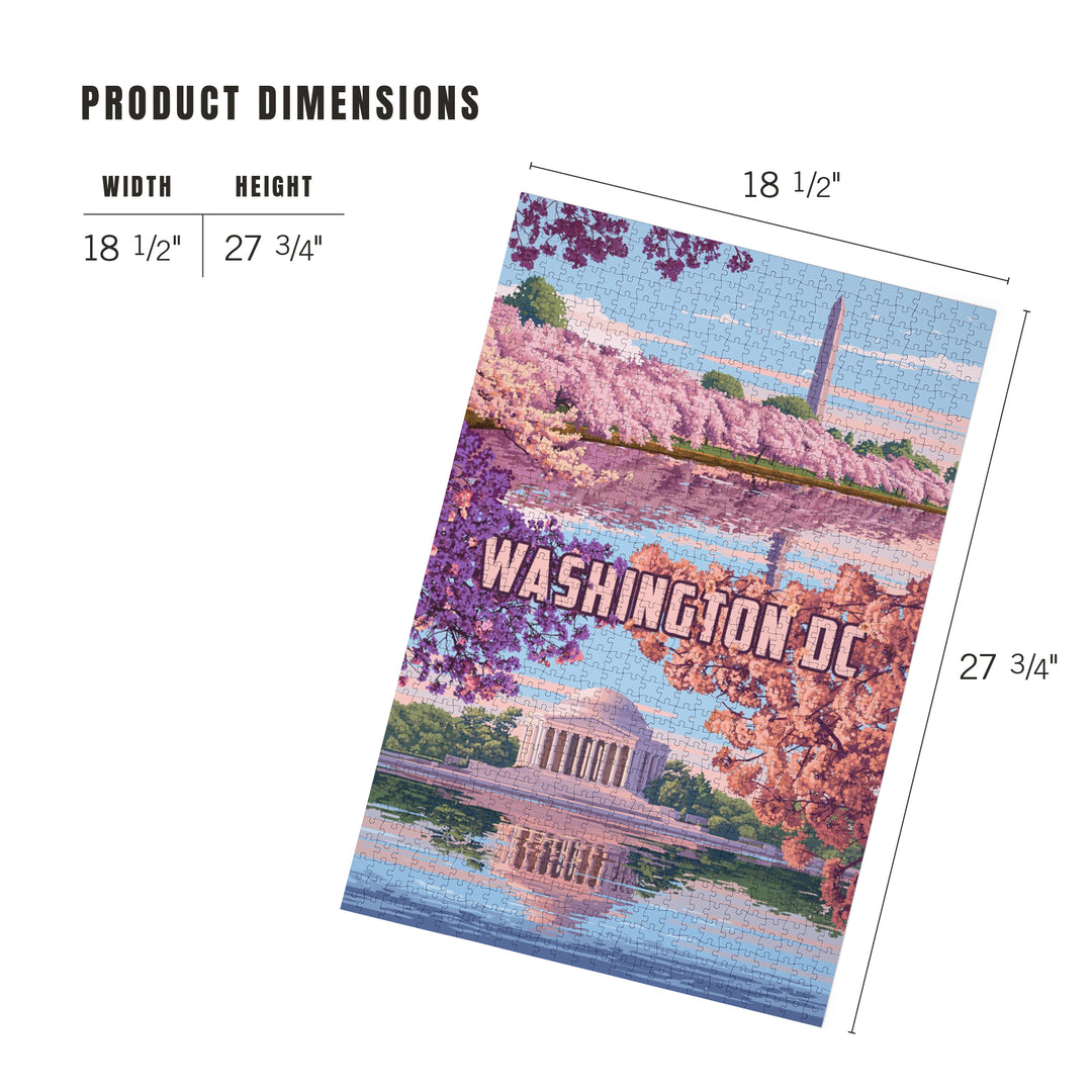 Washington, DC, Painterly, Cherry Blossoms, Reflection, 1000 Piece Jigsaw Puzzle