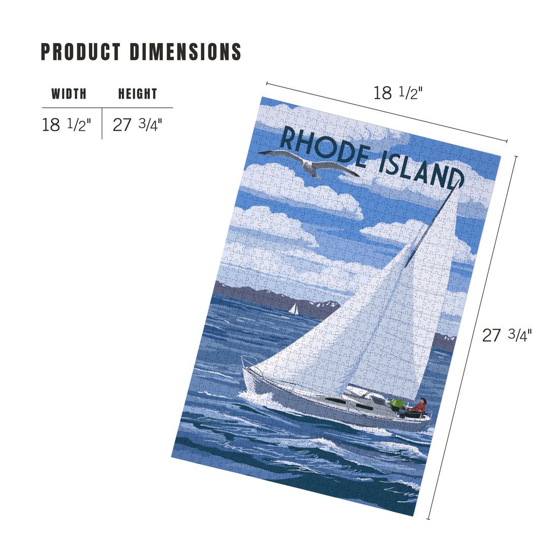 Rhode Island, Painterly, Sloop Sailboat and Lake, 1000 Piece Jigsaw Puzzle