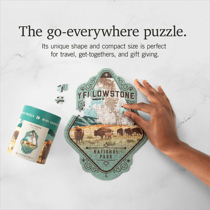 Lantern Press Mini Shaped Adult Jigsaw Puzzle, Protect Our National Parks (Yellowstone)