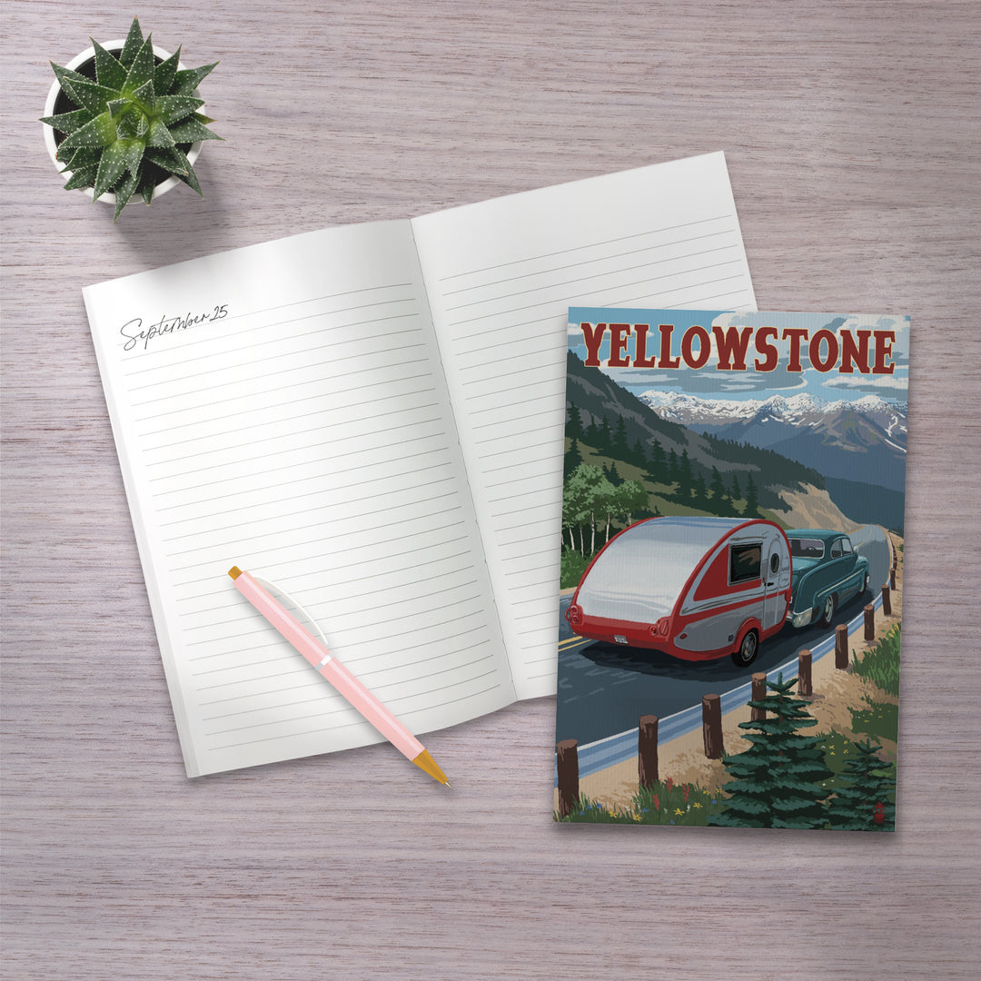 Lined 6x9 Journal, Yellowstone, Montana, Retro Camper, Lay Flat, 193 Pages, FSC paper