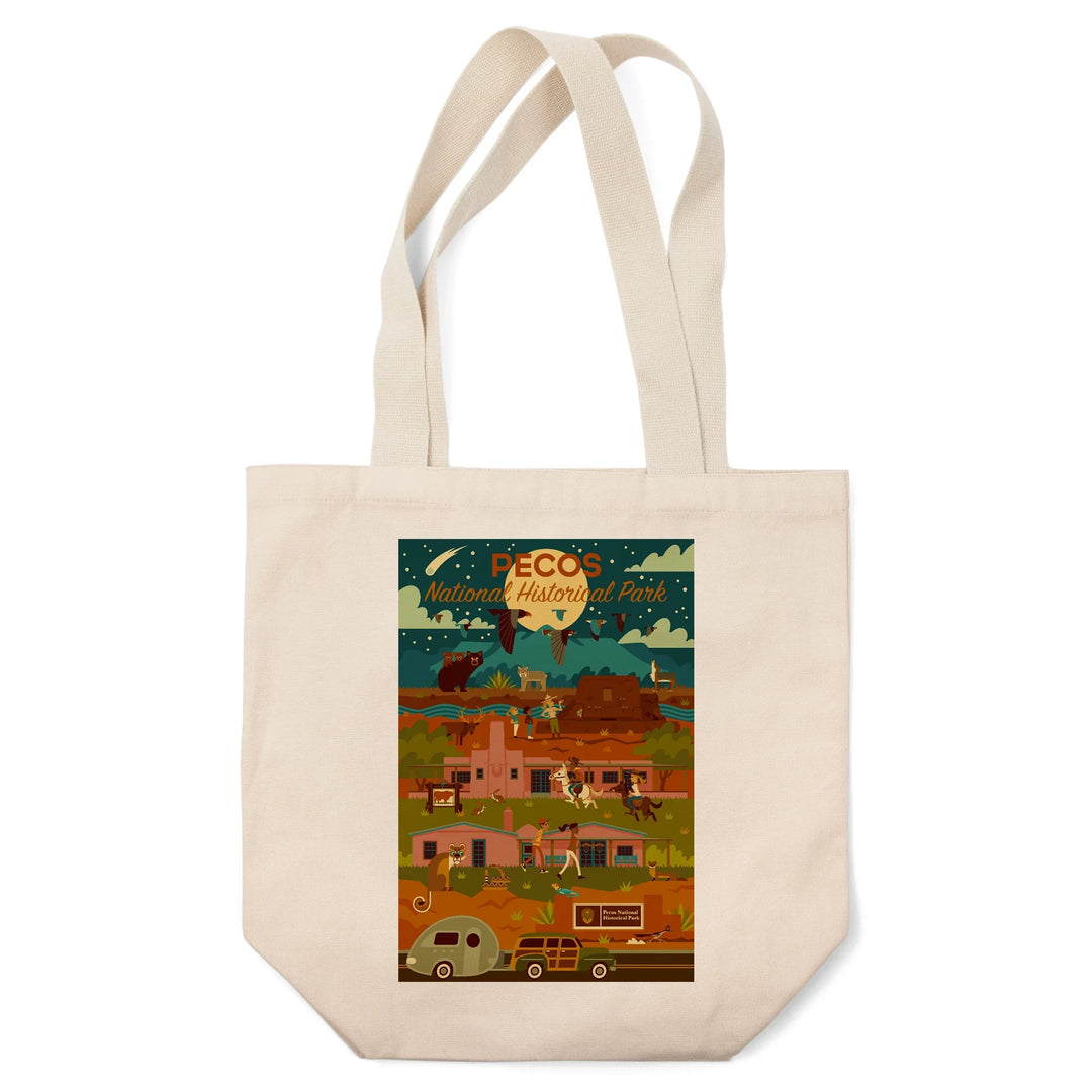 Pecos National Historic Park, New Mexico, Night Scene, Geometric, Tote Bag