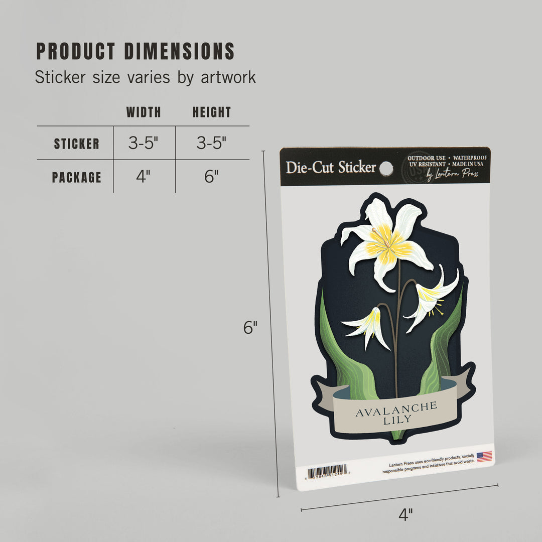 Vintage Flora Noir, Avalanche Lily, Vinyl Sticker