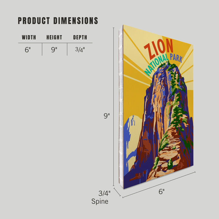 Lined 6x9 Journal, Zion National Park, Angel's Landing Psychedelic, Lay Flat, 193 Pages, FSC paper