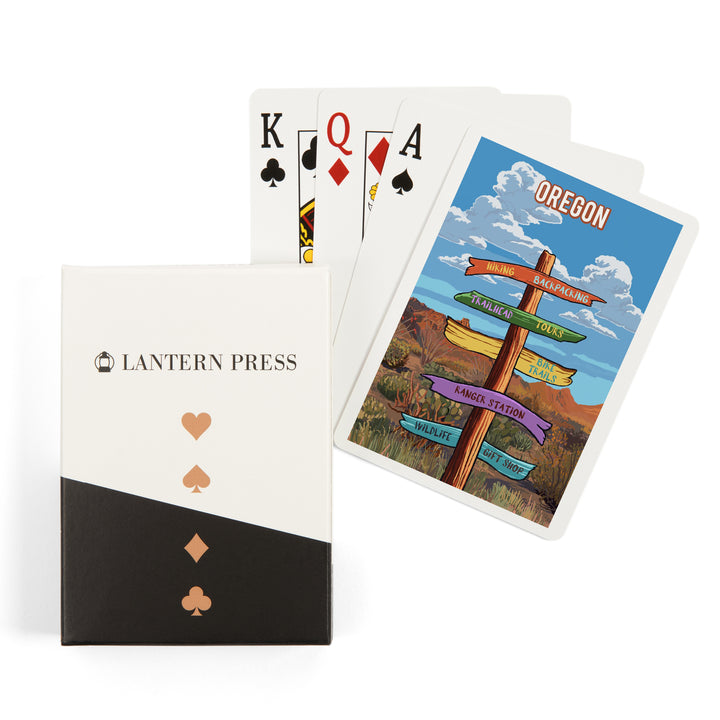 Playing Cards, Oregon, Signpost, Desert, 52 Card Deck with Jokers in Box, Unique Art