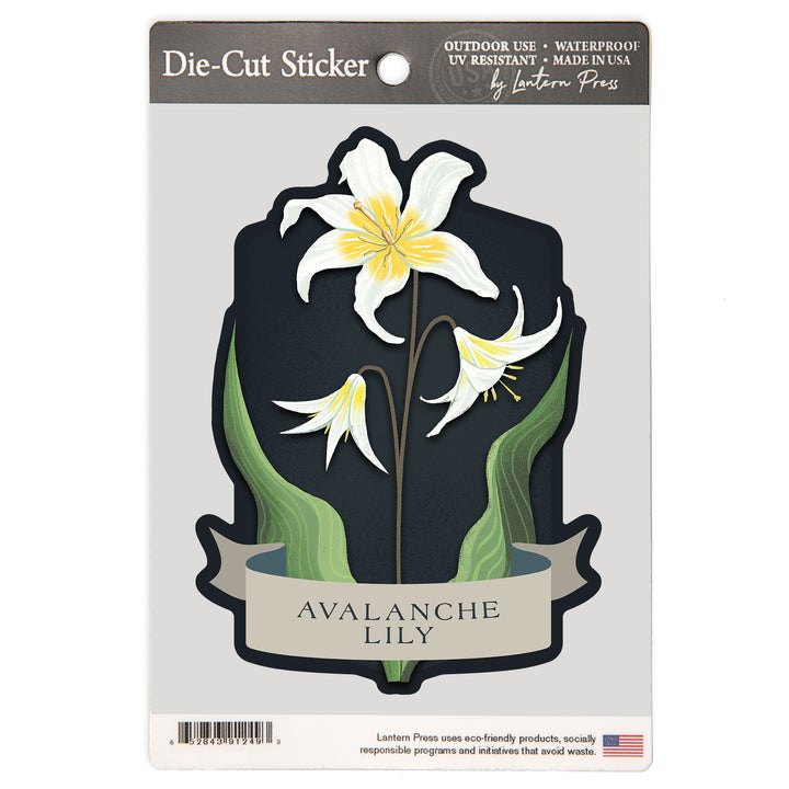 Vintage Flora Noir, Avalanche Lily, Vinyl Sticker