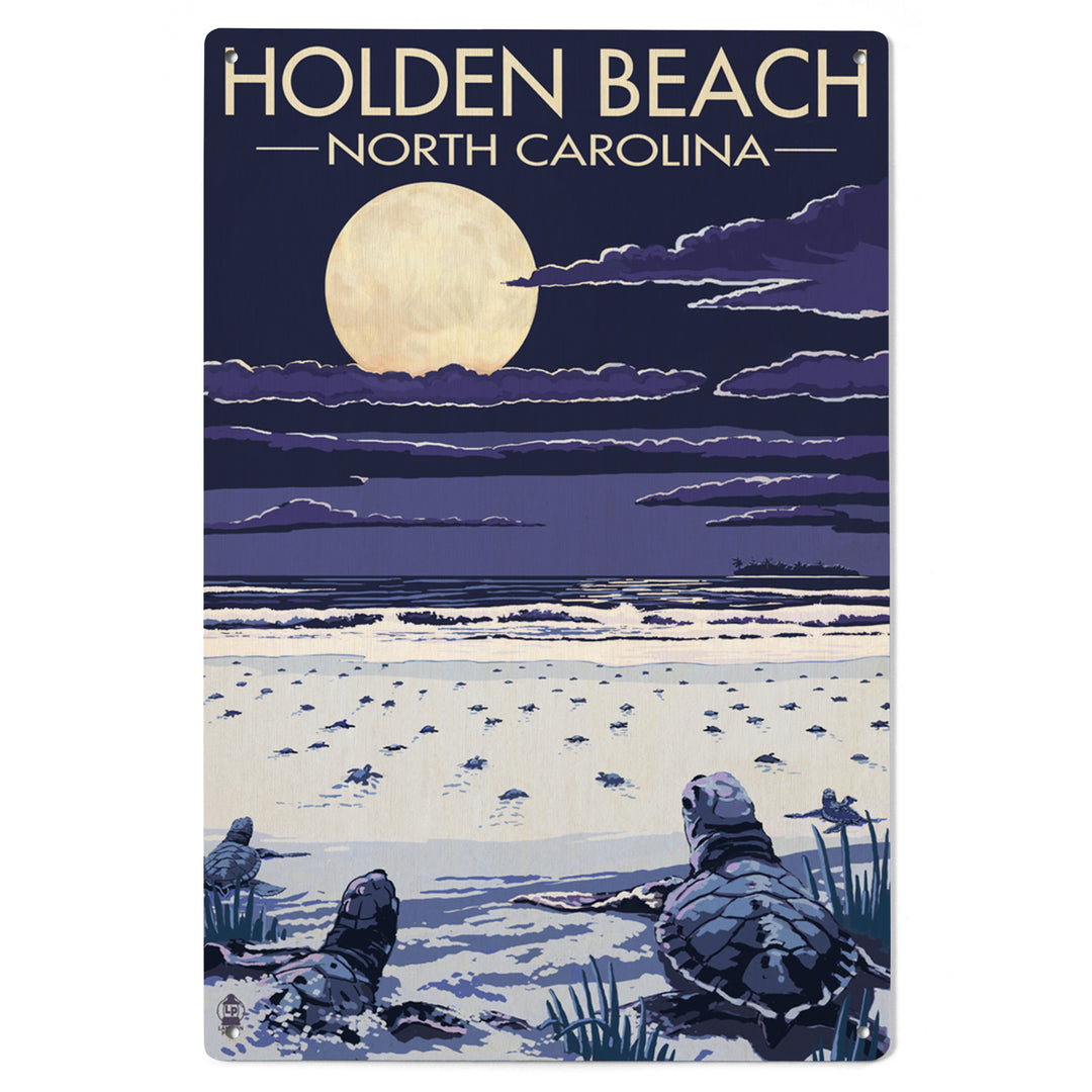 Holden Beach, North Carolina, Sea Turtles Hatching, Lantern Press Artwork, Wood Signs and Postcards