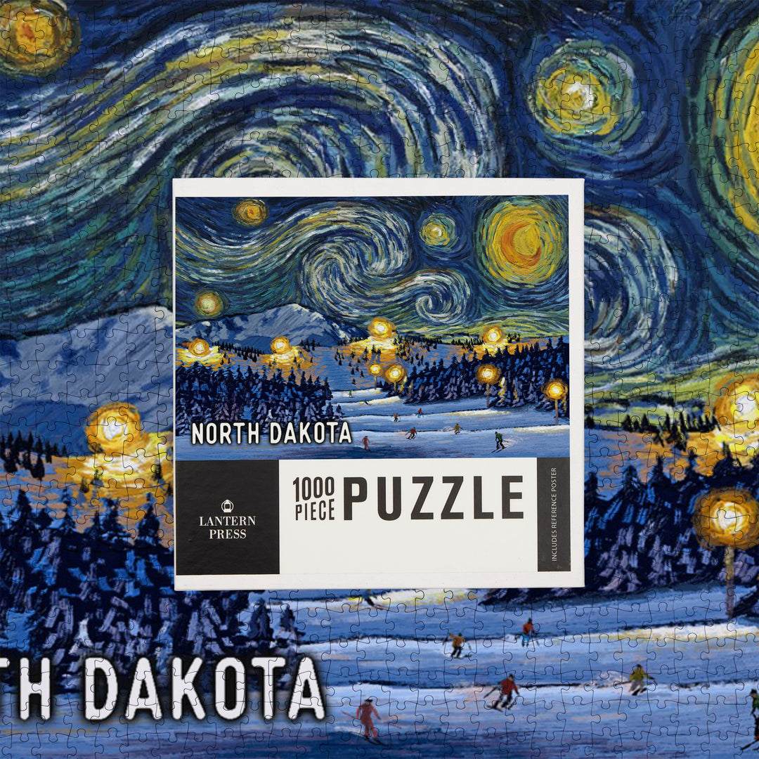 North Dakota, Starry Night, Ski, Jigsaw Puzzle