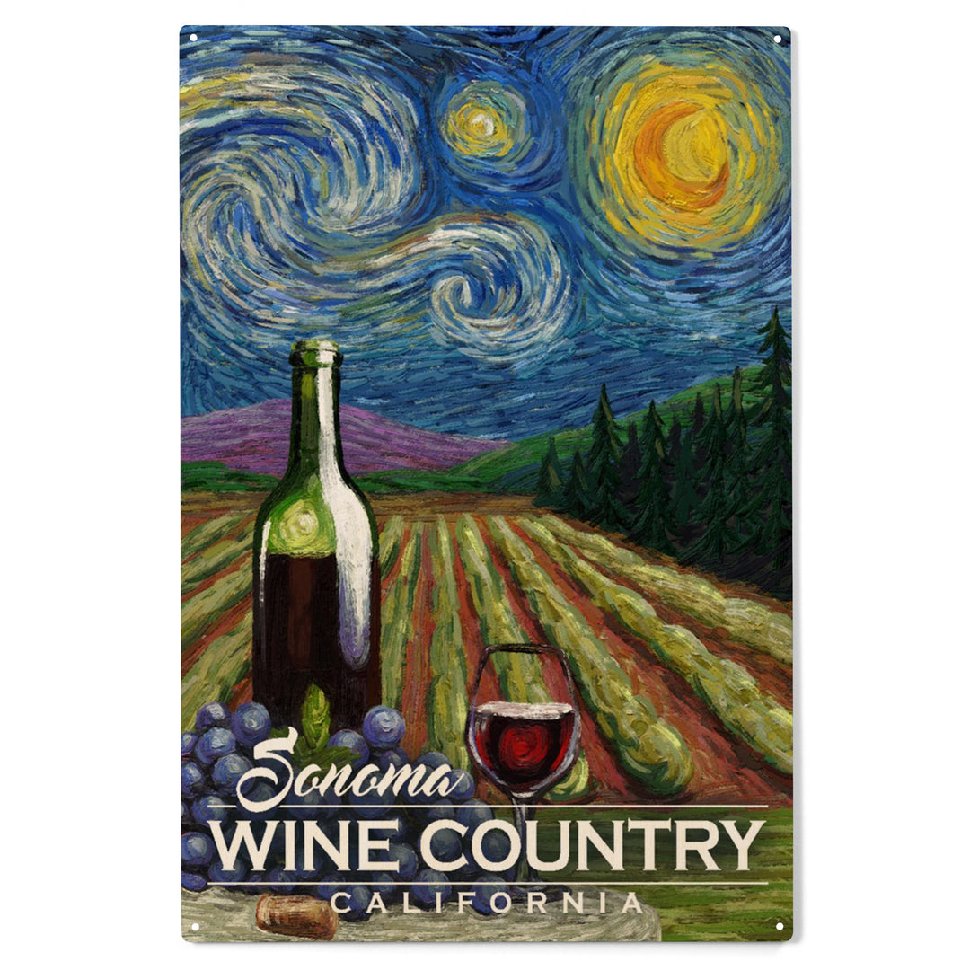 Sonoma Wine Country, California, Starry Night, Wood Sign and Postcards