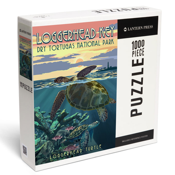 Dry Tortugas National Park, Florida, Loggerhead Sea Turtle and Sunset, 1000 Piece Jigsaw Puzzle