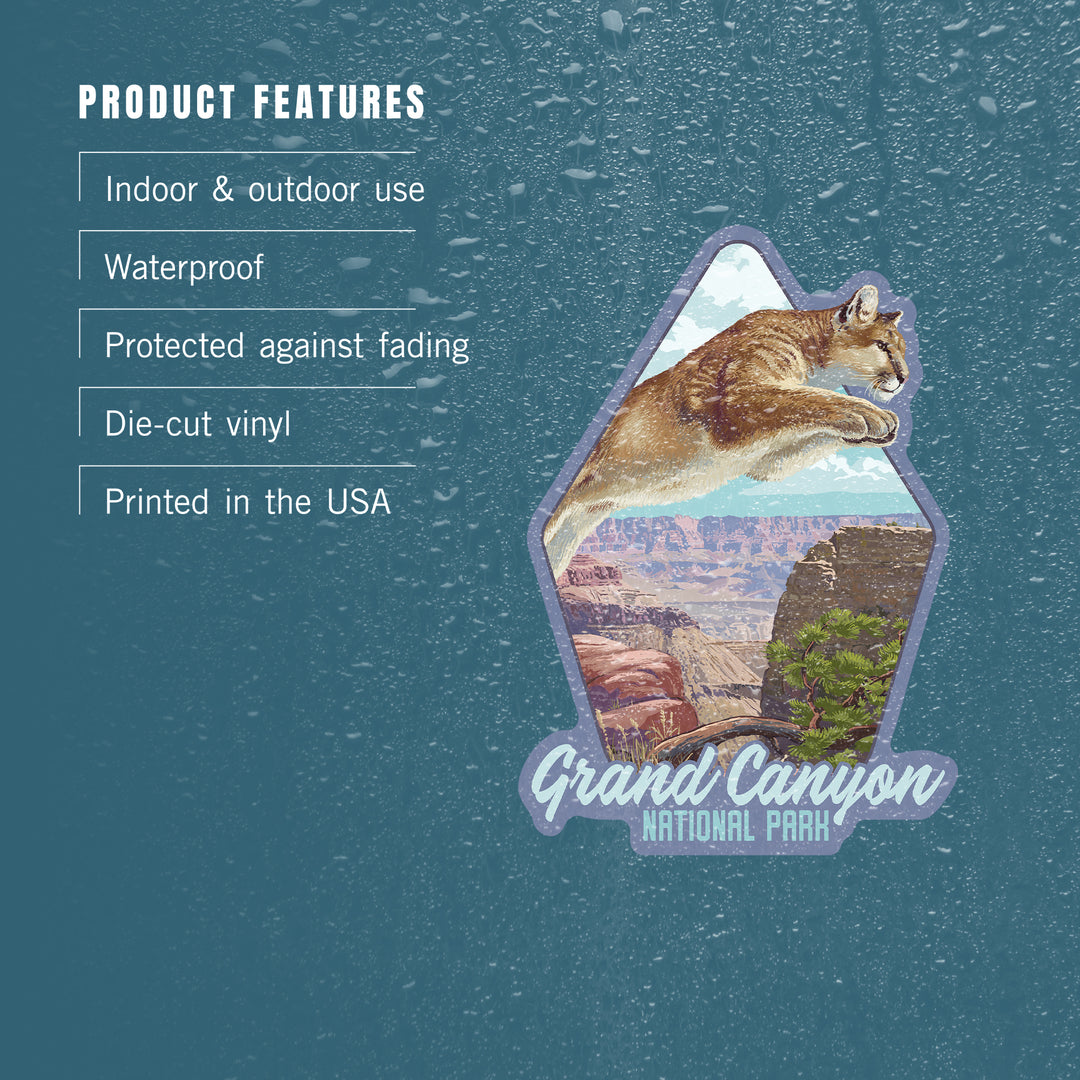 Grand Canyon National Park, Arizona, Cougar Jumping, Contour, Vinyl Sticker