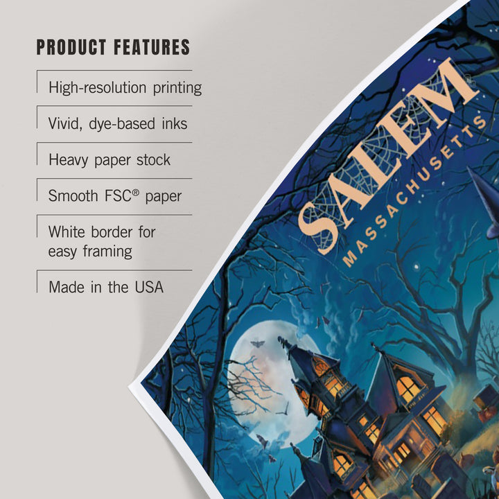 Salem, Massachusetts, Lithograph, Cemetery, Art & Giclee Prints