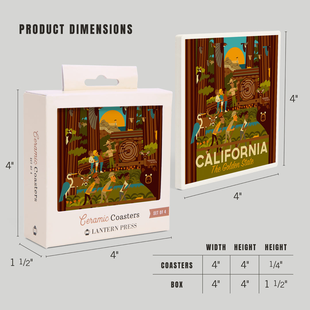California, Geometric, The Golden State, Coaster Set