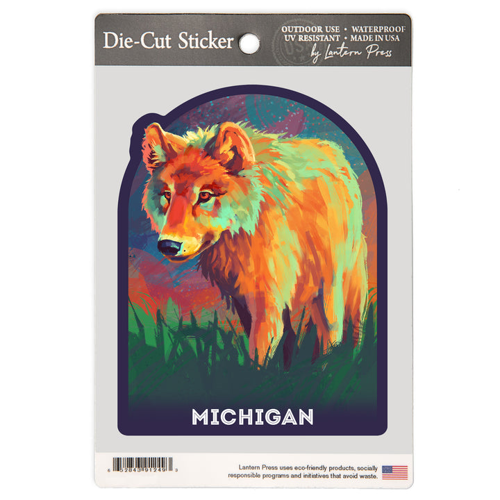 Michigan, Vivid, Gray Wolf, Vinyl Sticker