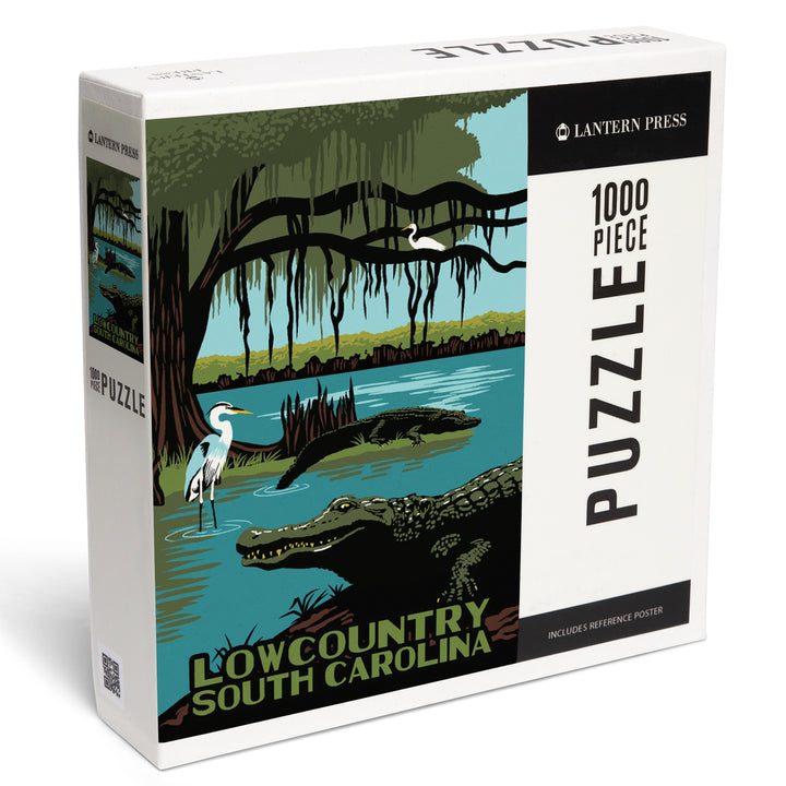 Yemassee, South Carolina, Gators and Heron Scene, 1000 Piece Jigsaw Puzzle
