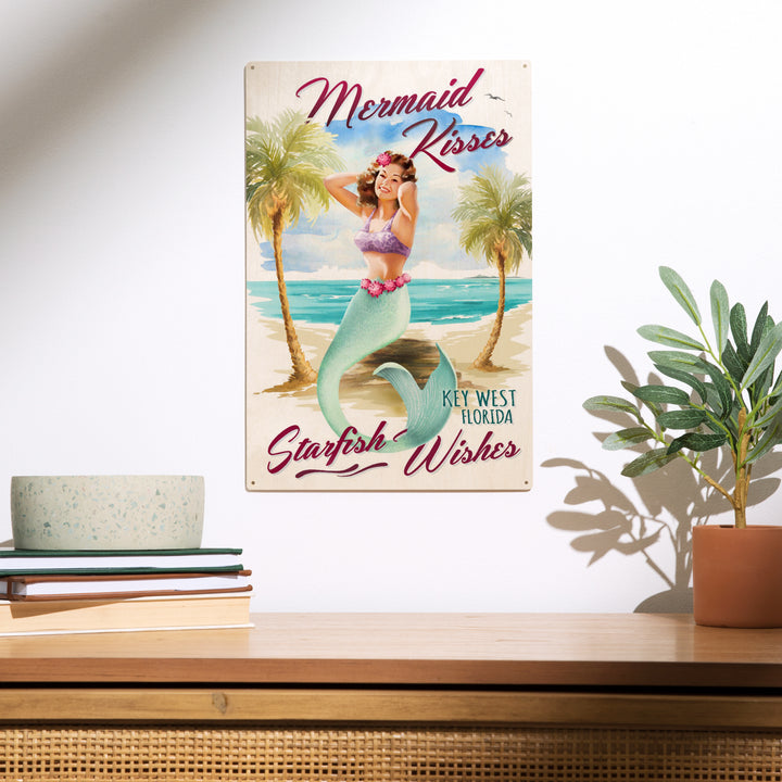Key West, Florida, Mermaid Kisses and Starfish, Wood Sign and Postcards