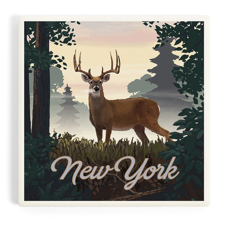 New York, Painterly, Deer and Sunrise, Coasters