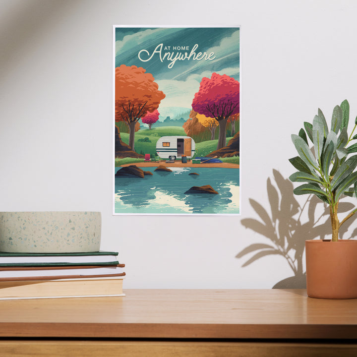 Outdoor Activity, At Home Anywhere, Camper in Fall Colors art prints, metal signs