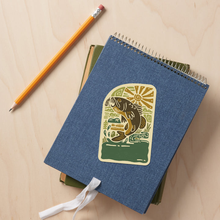 Boho Colorblock, Bass Fishing, Vinyl Sticker