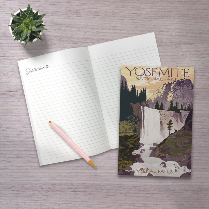 Lined 6x9 Journal, Yosemite National Park, California, Vernal Falls, Lay Flat, 193 Pages, FSC paper