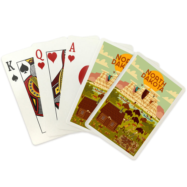 Playing Cards, North Dakota, Theodore Roosevelt National Park, Geometric National Park Series, 52 Card Deck with Jokers in Box, Unique Art